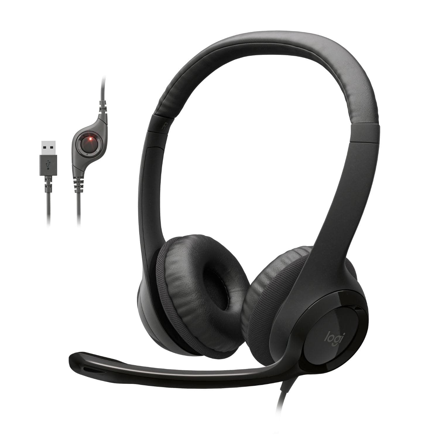 Logitech H390 Wired On Ear Headphones With Mic (Black)