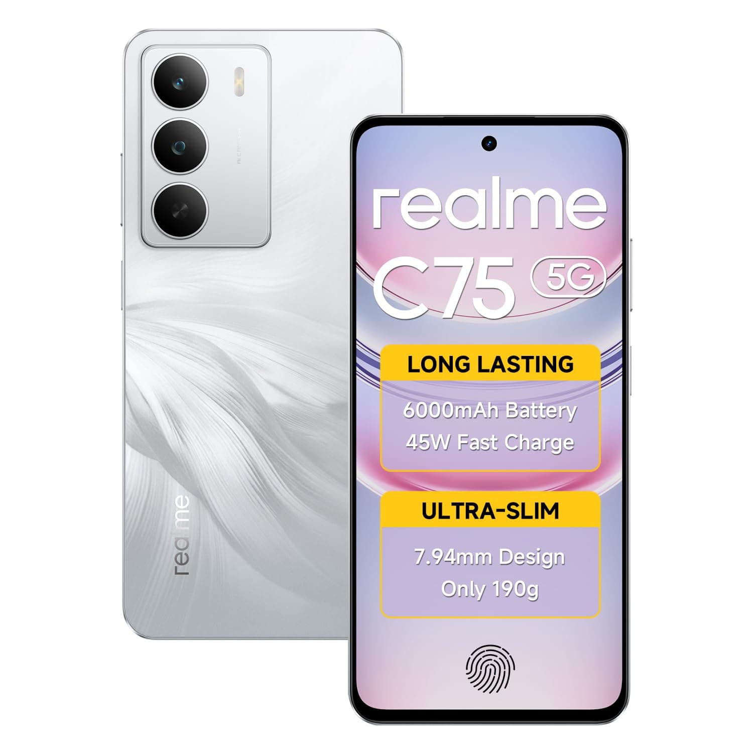 realme C75 5G Smartphone Android 15 Display 6.67" FHD 120Hz 6000mAh Battery 45W Charge 4GB RAM 128GB ROM Dual SIM Support AI Camera Fingerprint WiFi G...