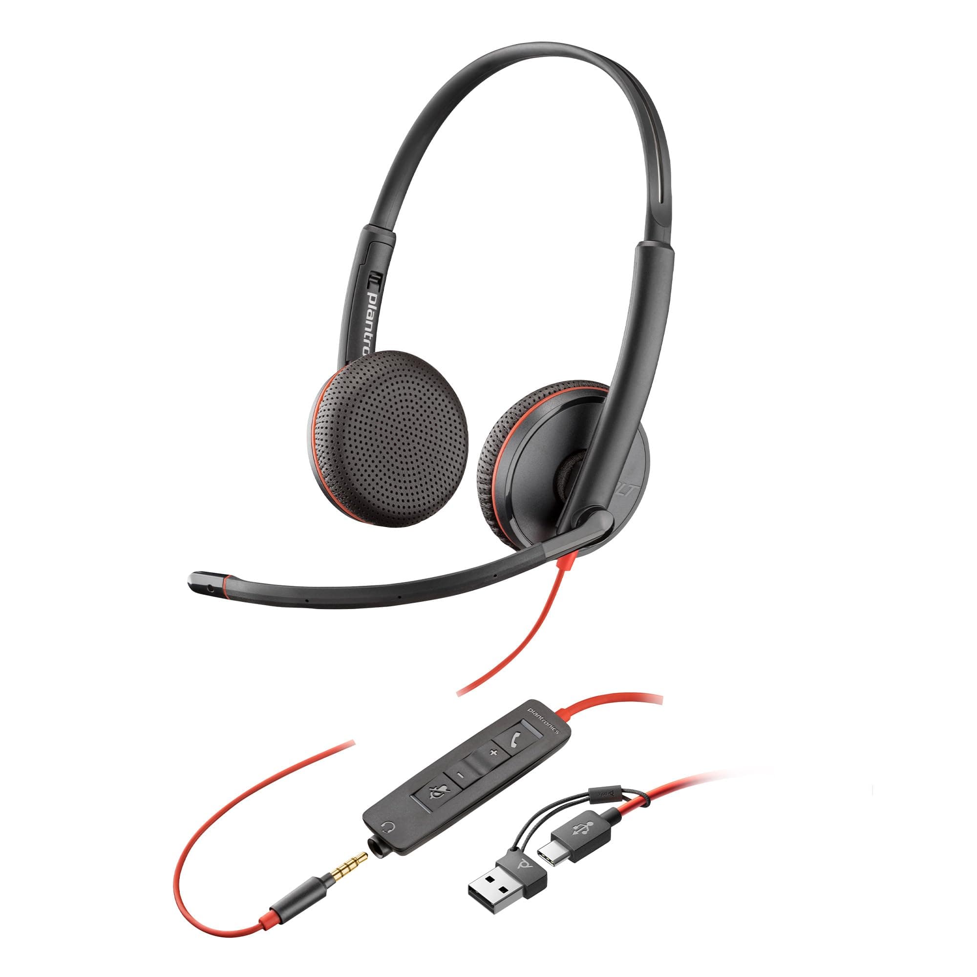 Poly (Plantronics Blackwire 3225 USB-C Headset, On-Ear w/Noise-canceling mic, Connect to Mobile/Tablet via USB-C/A, Lightweight Metal Headband, Works ...