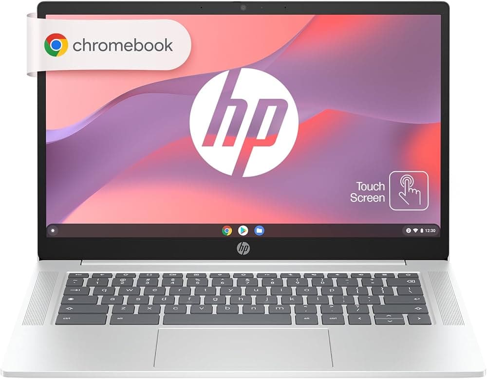 HP Chromebook 14, Intel Processor N200, ChromeOS, 14-inch (35.6 cm), HD, Touchscreen, 8GB LPDDR5, 128GB UFS, Intel UHD Graphics, 720p HD Camera w/Priv...
