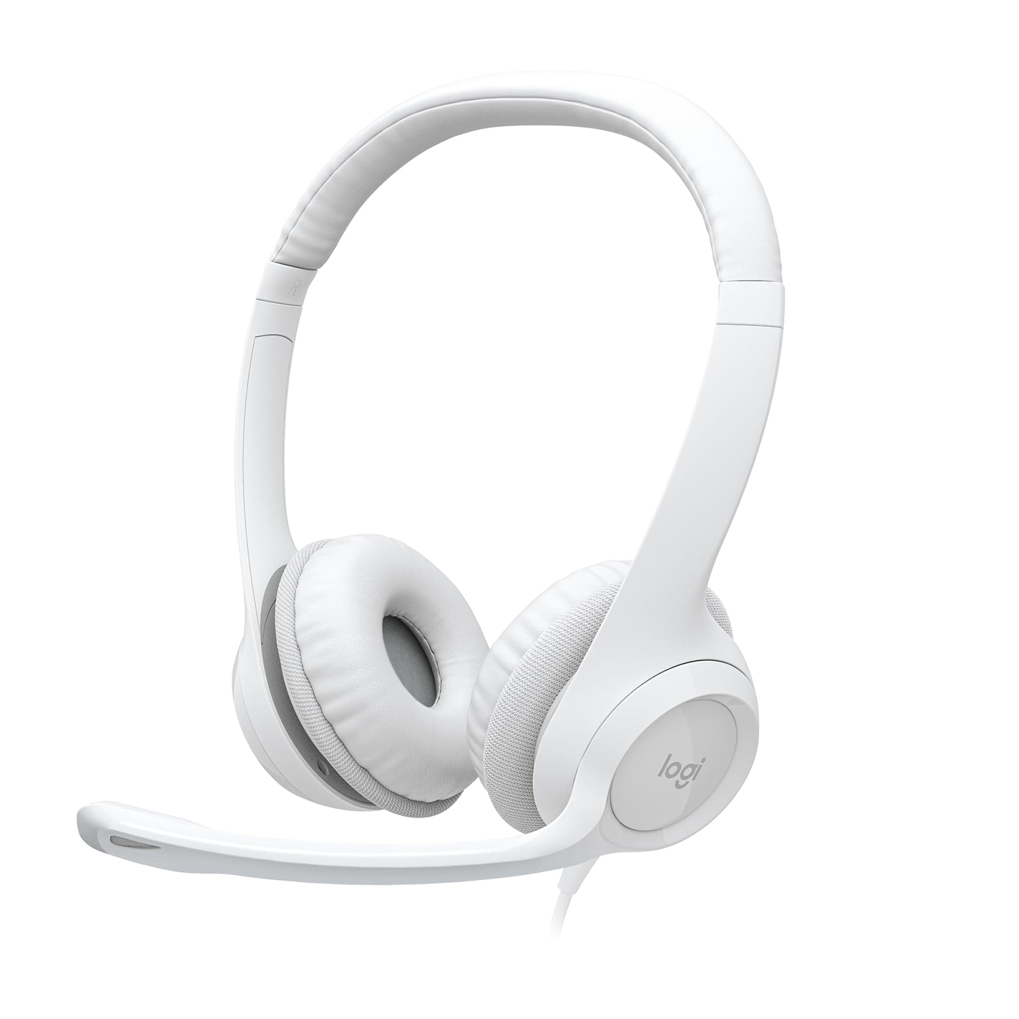 Logitech H390 Wired Headset for PC/Laptop, Stereo Headphones with Noise Cancelling Microphone, USB-A, in-Line Controls, Works with Chromebook - White