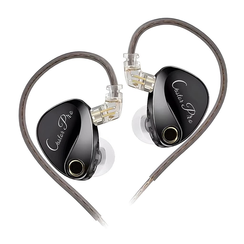 KZ Castor Pro in Ear Monitor with Mic, Dual 10mm Dynamic Driver, Hi-Res Audio Quality, 4 Tuning Switch, Oxygen Free Copper Flat Cable, HD Microphone, ...