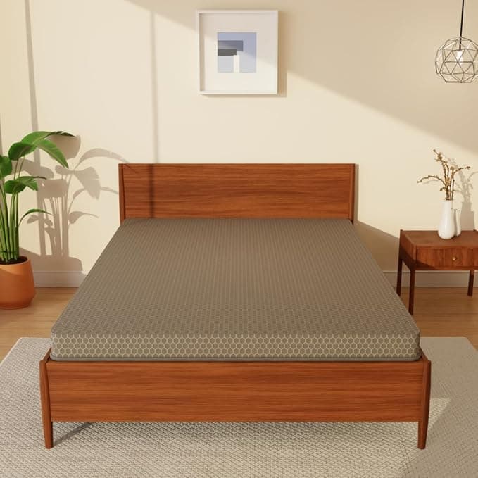 SleepyHug AirCell Ortho Spinex Essential 3 inch HR Foam Mattress | 3 Zones Support |5 Years Warranty | Back Pain Relief |Spine Alignment | Double Bed Size Beige (LxWxH -72x48x3 Inch)