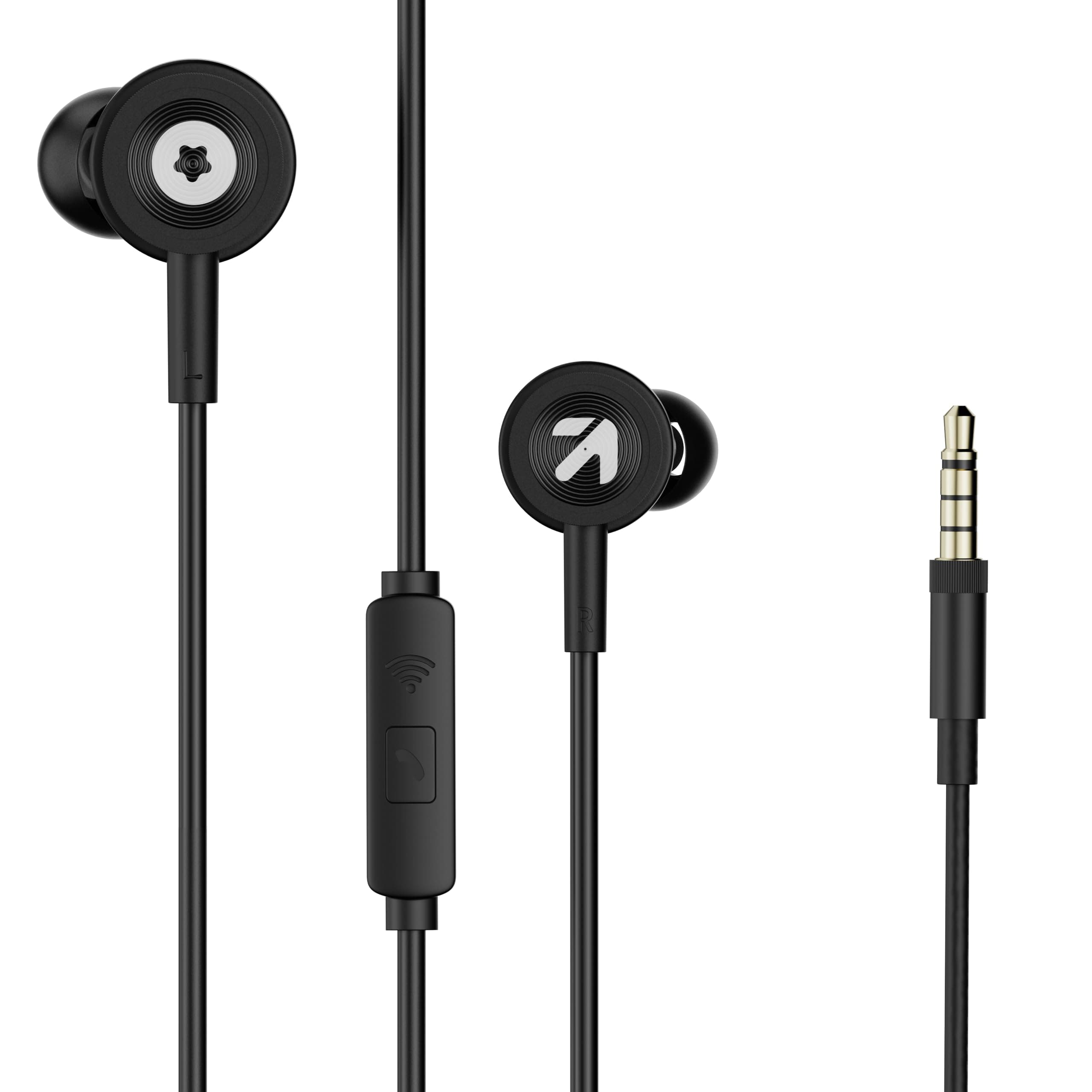 Boult Audio Newly Launched XO Black Wired Earphones with 3.5mm Jack, Extra Bass, 10mm Dynamic Driver, Inline Control, IPX5 Water Resistant, HD Mic, Ra...