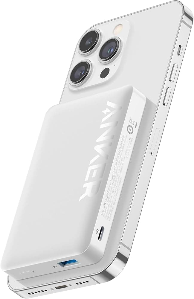 Anker Magnetic Power Bank 10,000mAh, Wireless Portable Charger, 20W Fast Charging Battery Pack with USB-C, Magsafe-Compatible with Magsafe,iPhone 15/1...