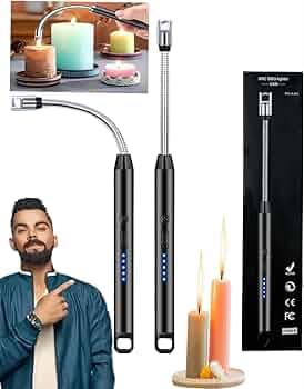 Philips Gas Lighter Rechargeable Electric Gas Lighter for Kitchen, Pooja Room, Candles, Black BBQ, Multi Purpose - 360 Degree Flexible & Windproof