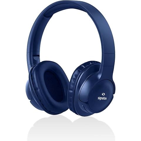 SIGNATIZE Wireless Over-Ear Headphones, Bluetooth 5.4, 35 Hours Playtime, TF Card Support, Type-C Charging, 3.5mm AUX (Blue)