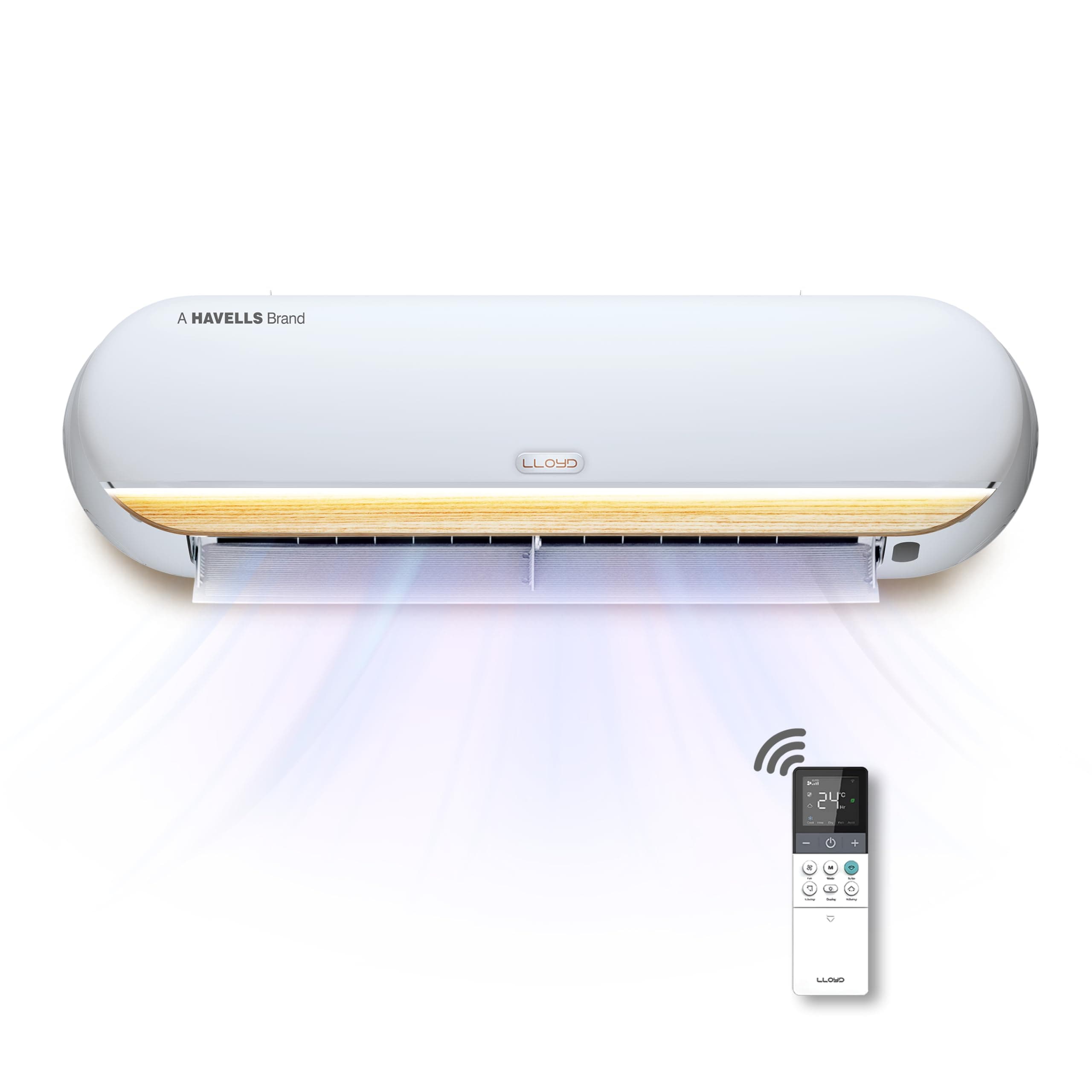 Lloyd Stellar Grace 1.5Ton 5 Star Wi-Fi Inverter Split AC (6 in 1 Expandable,Mood Lighting, In-Built Air Purifier, Direct Voice Command, White & Warm Grey with Wooden Finish, New Launch GLS18V5FWMGT)