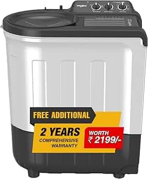 Whirlpool 6.5 Kg 5 Star Ace Supreme Semi-Automatic Top Loading Washing Machine (ACE SUPREME RYL SRS 6.5 GREY (5YR)