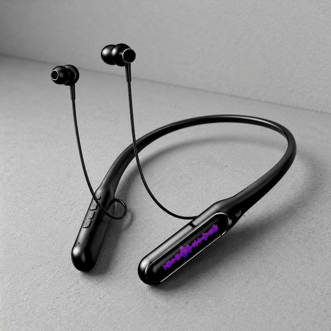 iFAST IF-165 Digital Display Bluetooth 5.4 Wireless Neckband Earphone |Active Noise Reduction, Cool Ambient Light [ Black ]