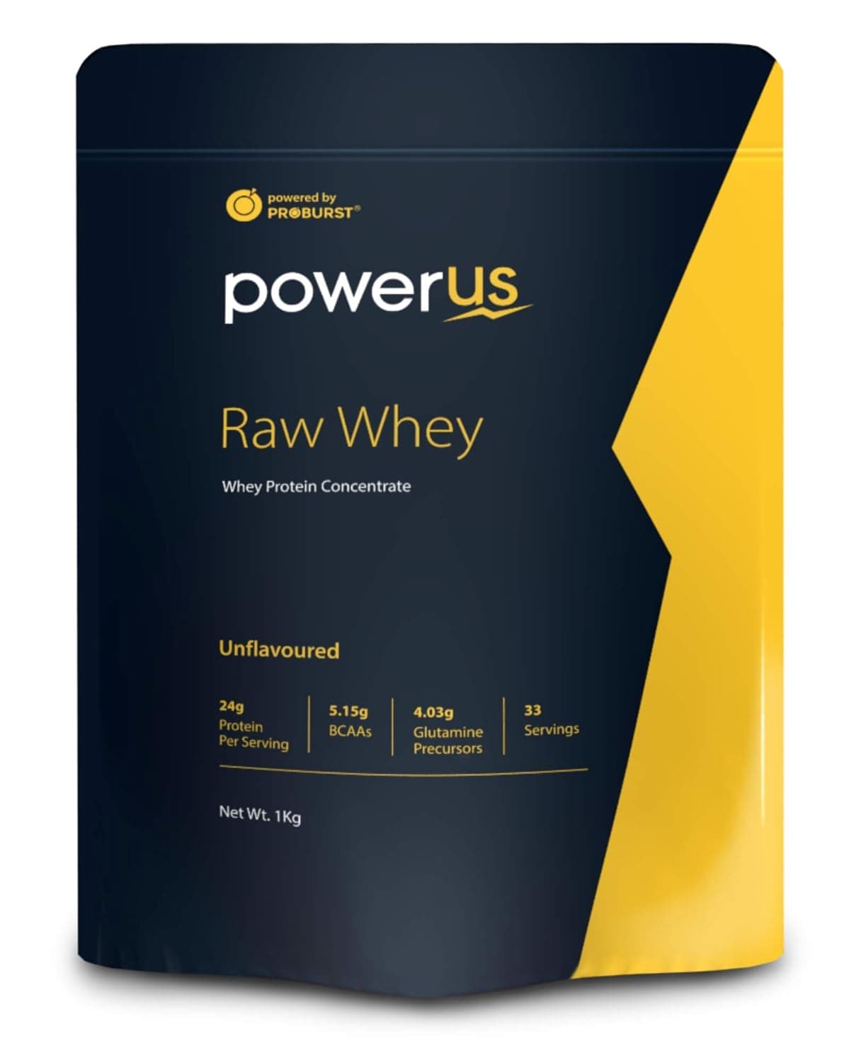 Powerus Raw Whey 1kg (Unflavoured), Whey Protein Concentrate 80%, 24g Protein, 5.15 g BCAA, 4.03 g Glutamine Whey Proteins