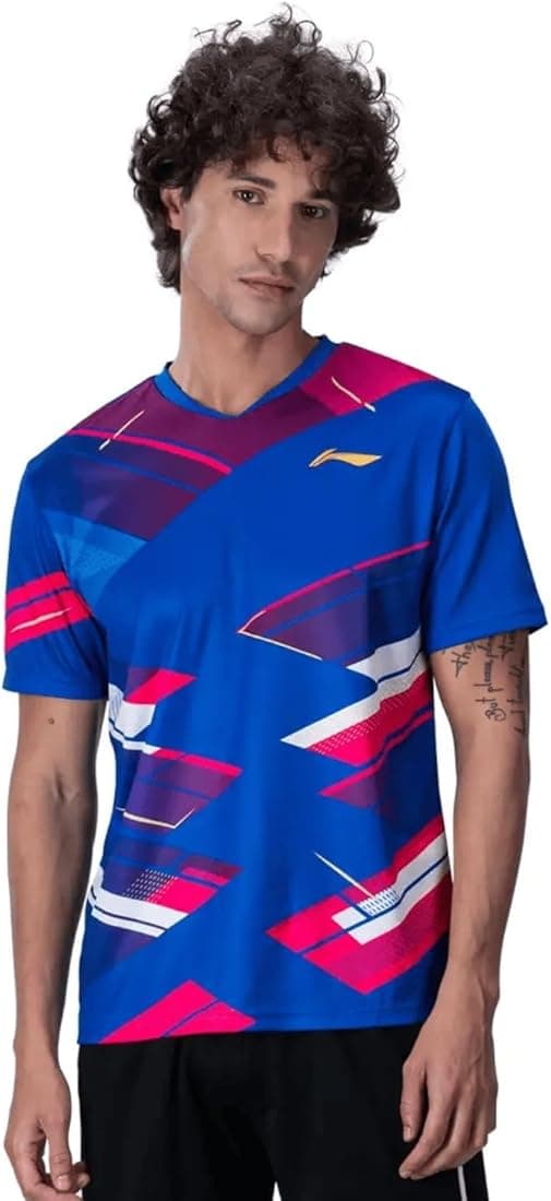 Li-Ning ATSUA45 Men's V-Neck T-Shirt, Quick-Dry, Lightweight, Badminton Sportswear