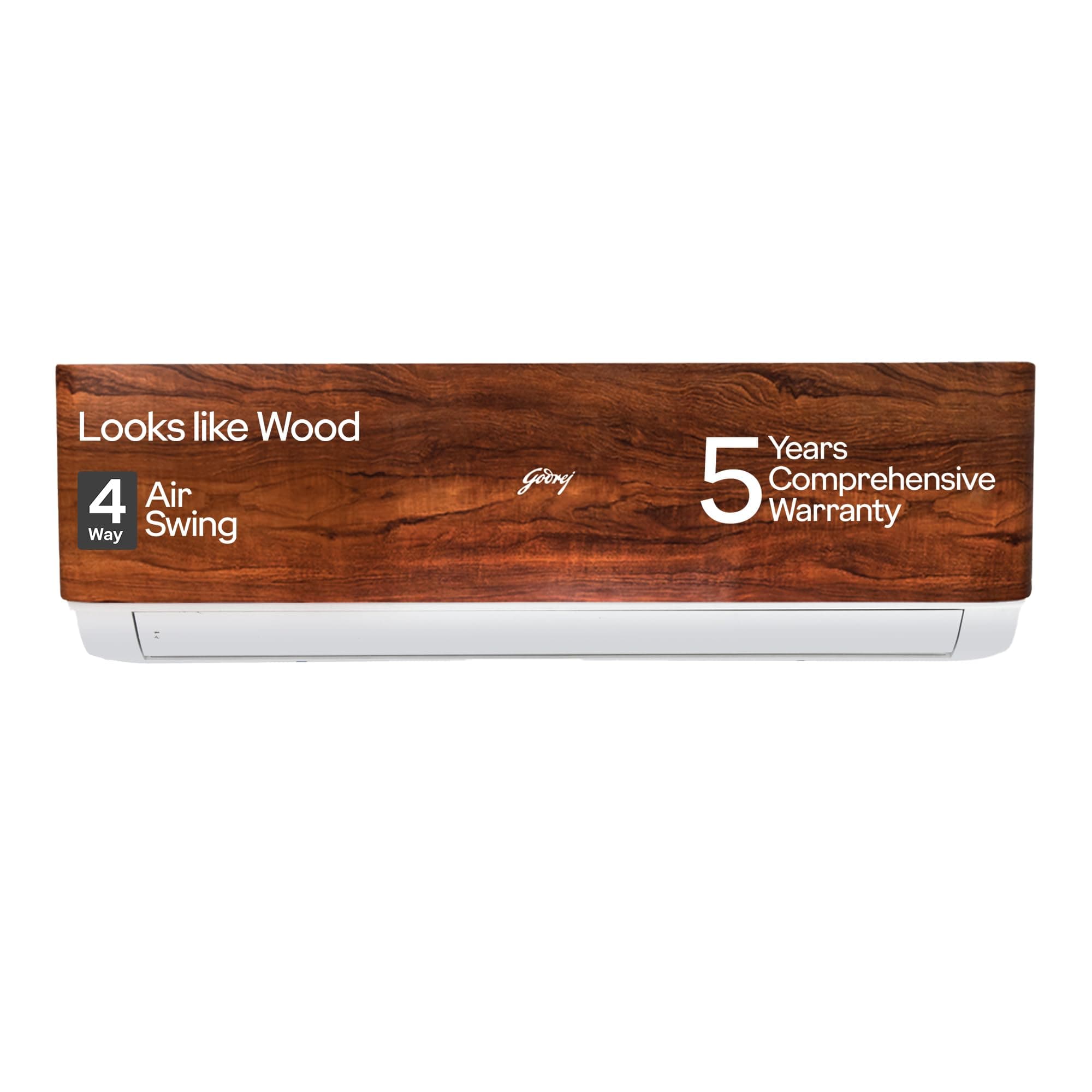 Godrej 1.5 Ton 3 Star, 5-In-1 Convertible Cooling, Wood Finish, Inverter Split AC (Copper, 4 Way Air Swing, 2024 Model, AC 1.5T SIC 18VTC3 WYB TK, Tea...
