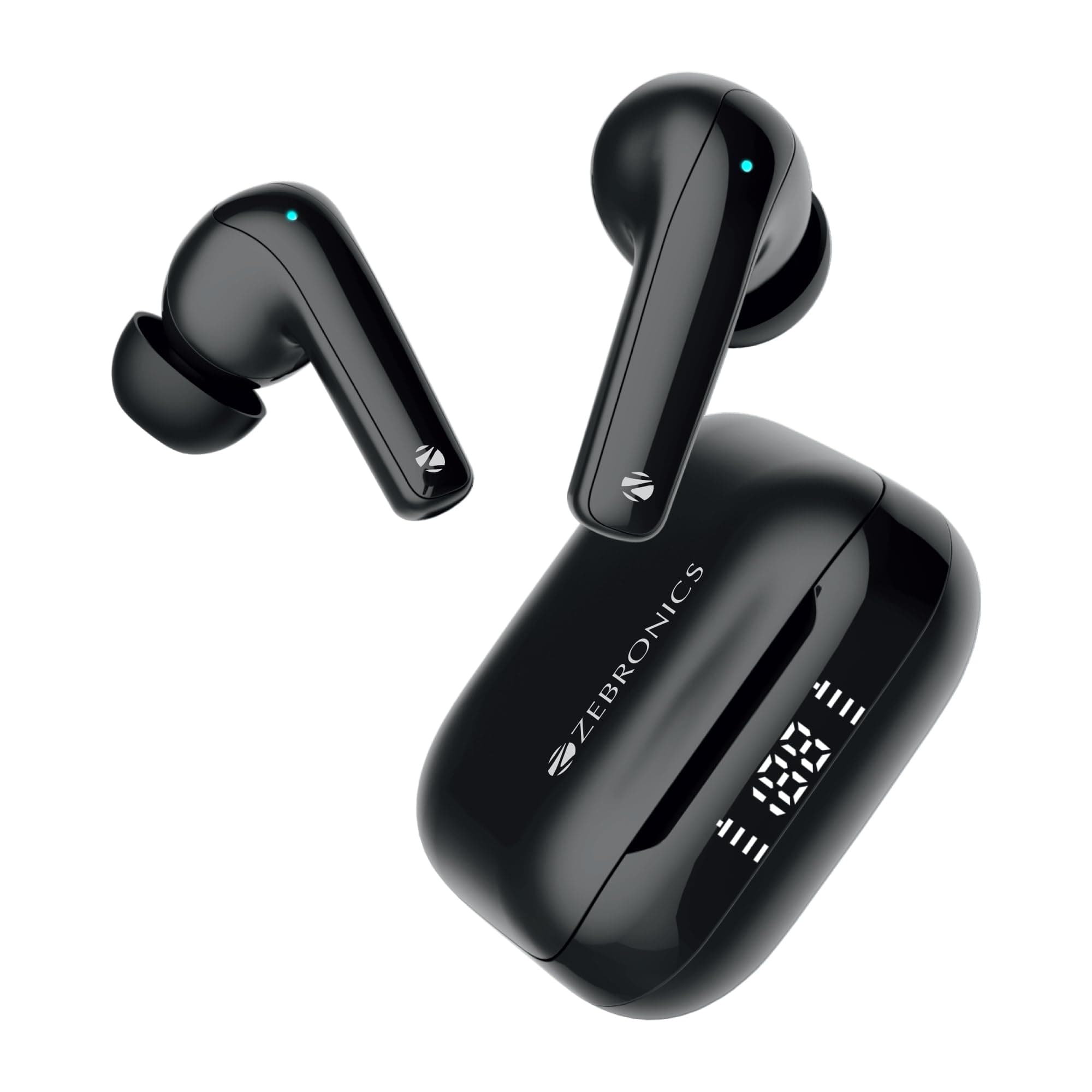 ZEBRONICS PODS K2 in-Ear Wireless Earbuds, Upto 40 Hrs Backup, Dual EQ, Quad MIC ENC, 10mm Bass Drivers, Fast Charging, Bluetooth, Flash Connect, 40ms...
