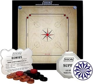 SISCAA Winit Carrom Board 12 mm Fast Indian Ply 3 × 1.5 inch Best Carrom Board ( Includes Siscaa Genius Coin Set and Super Striker ),BLACK