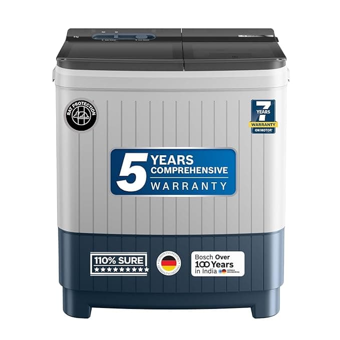 Bosch 9 kg 5 Star Semi-Automatic Top Loading Washing Machine (2025 Model, WJP904P0IN, 3 Wash Programs, Anti-Rust Body, 1300 RPM Spin Speed, Peacock Blue, 5 Years Comprehensive Warranty)
