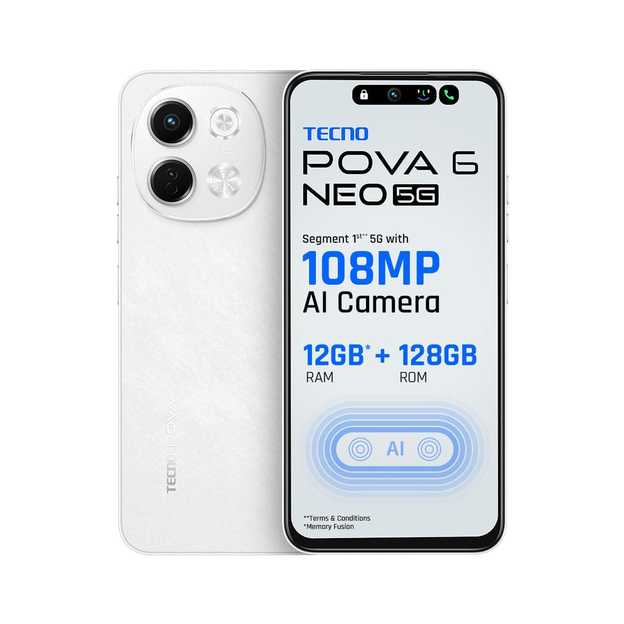 Tecno POVA 6 NEO 5G (Aurora Cloud, 6GB+128GB) | Advanced AI Features | 108MP Ultra Clear AI Camera | D6300 Powerful Processor | 5 Year Lag Free Fluenc...
