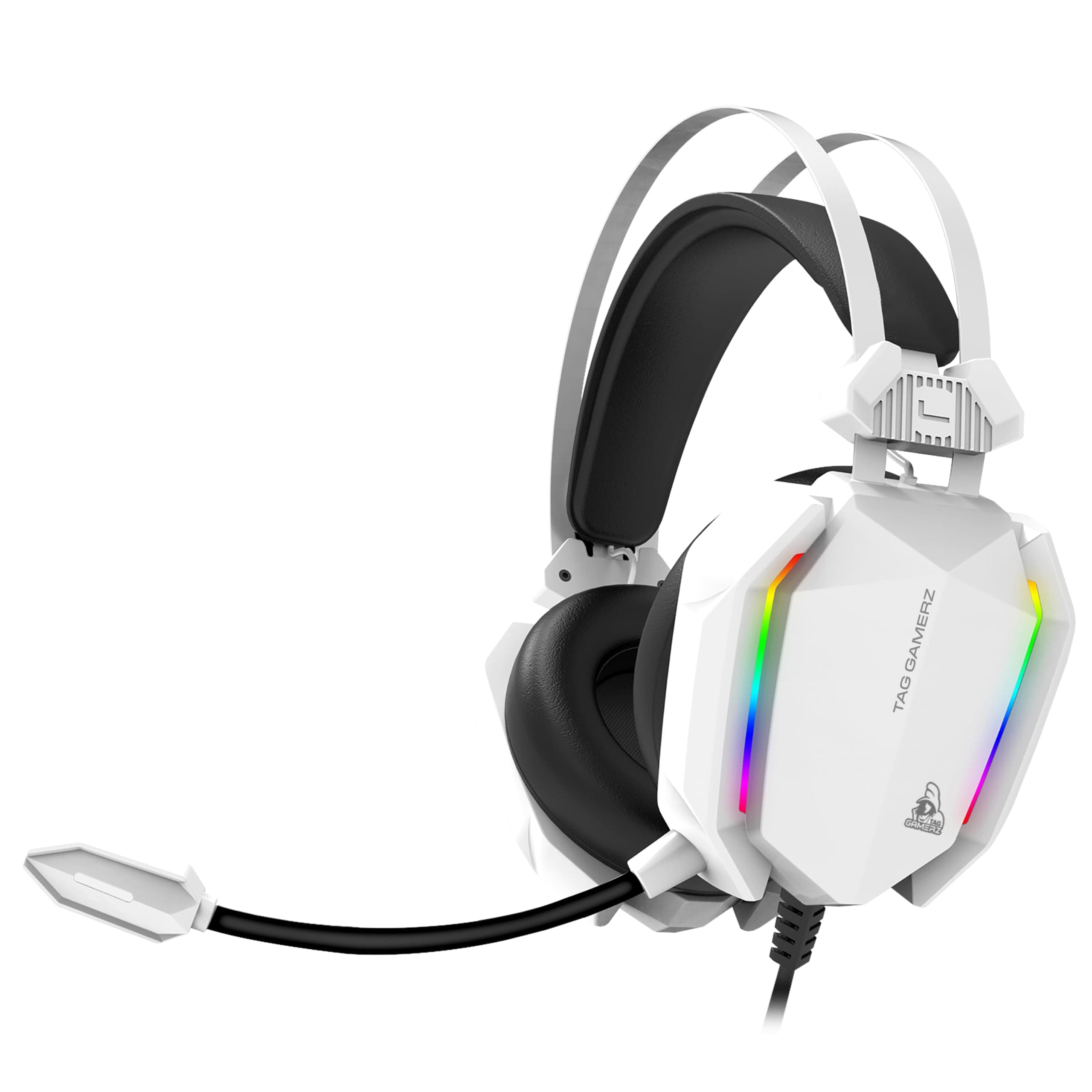 TAG Gamerz Titan RGB White Over-Ear Gaming Wired Headphone | Soft Ear Cups | 50mm Neodymium Driver | 3.5mm Audio | 2m Cable | Flexible Mic for Calling...