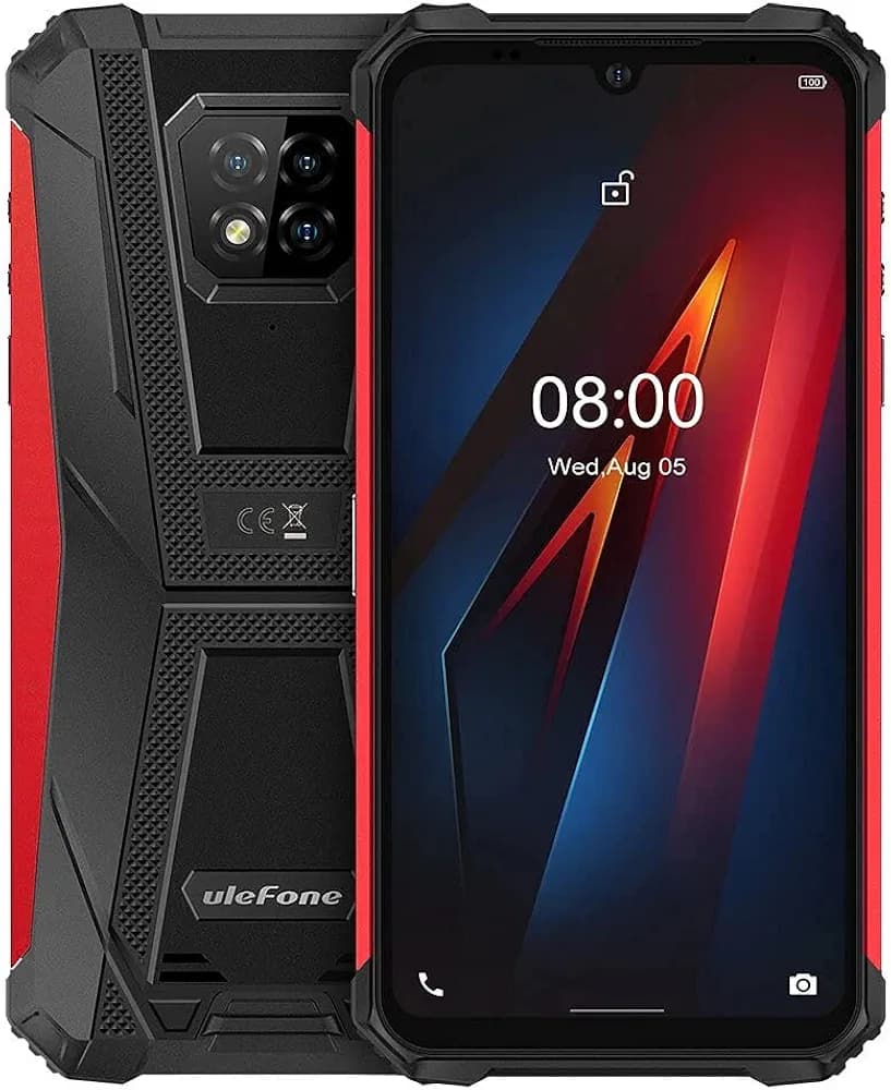 India Gadgets - Armor 8 Rugged Android Mobile Phone: 4Gb + 64Gb: 6.1" HD+ IPS Display: 16MP Triple Camera: 5580mAh Battery: Waterproof IP68 & IP69K Smartphone (Red)