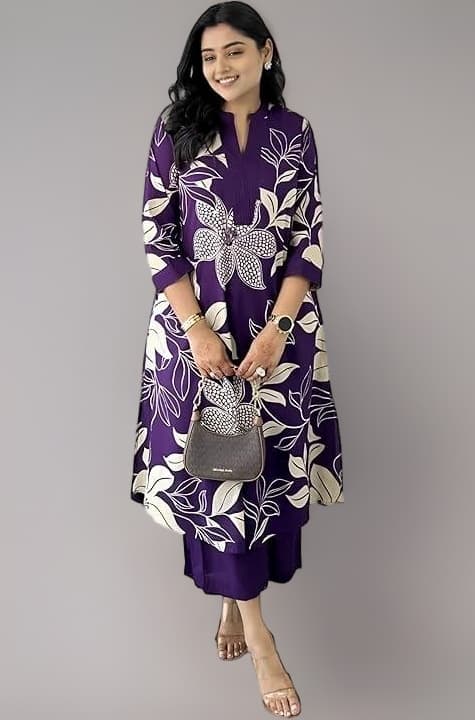 MEERA FAB Women's Pure Cotton Printed Ethnic Wear Straight Kurta Set with Palazzo Pants