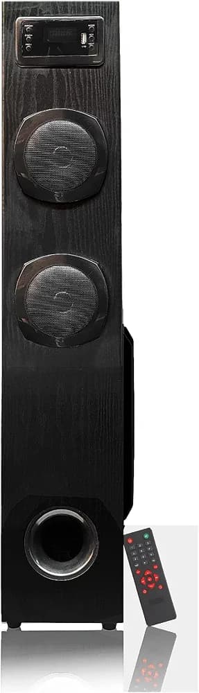 MINTRONICS® MI-4440-ROCK Pro 120W Tower Speaker 85 cm Height 8 inch Subwoofer 10mm Wooden Cabinet Mic supportable Bluetooth/Aux/Mic/FM/USB with Remote Control Hall Party USE (Black)