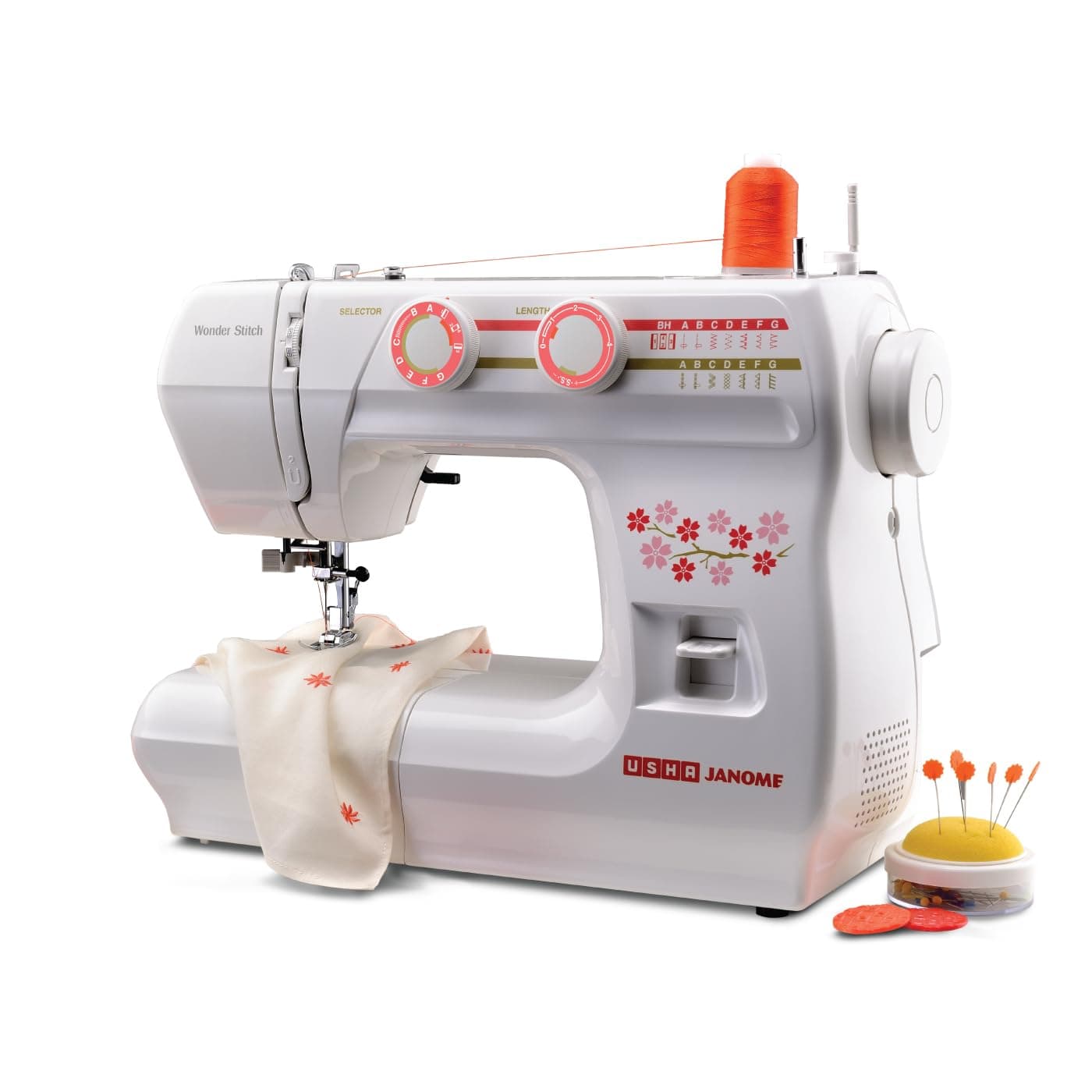 Usha Janome Plastic Electric Sewing Machine With Hard Cover (Multicolour)