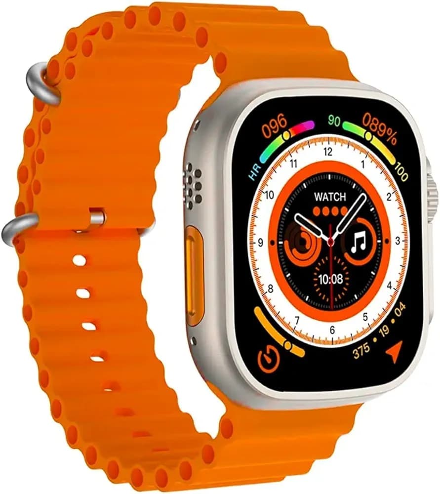 AVCOM Ultra Seris 8 Smart Watch T800 Ultra Men Two Watch NFC Door Unlock Smartwatch Bluetooth Call Wireless Charge Fitness Bracelet (Orange)