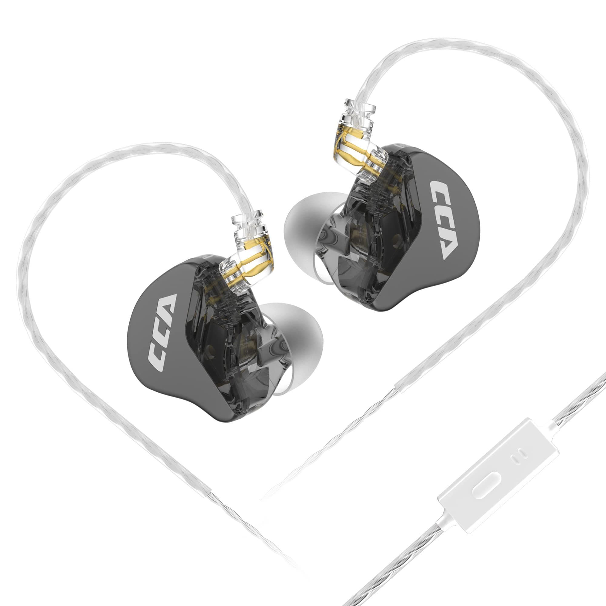 CCA CRA in Ear Monitor Earphone, Ultra-Thin Diaphragm Dynamic Driver IEM, Clear Sound & Deep Bass, Wired Earbuds with Mic and Tangle-Free Removable Cord