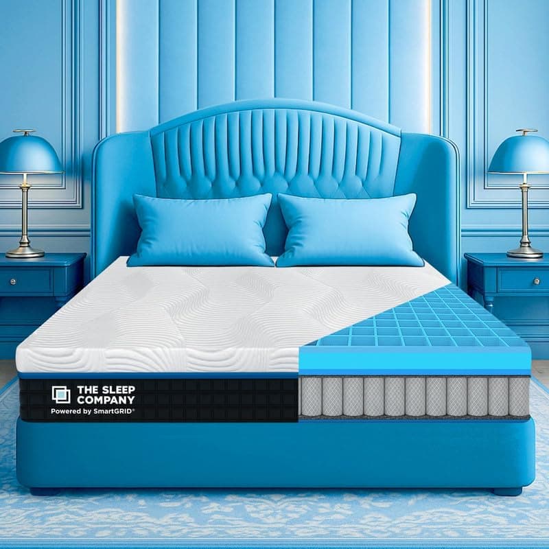 The Sleep Company SmartGRID Ortho Hybrid Mattress Queen Size |Pocketed Spring Coils for Adaptive Back Support | AIHA Certified | Medium Firm Mattress ...