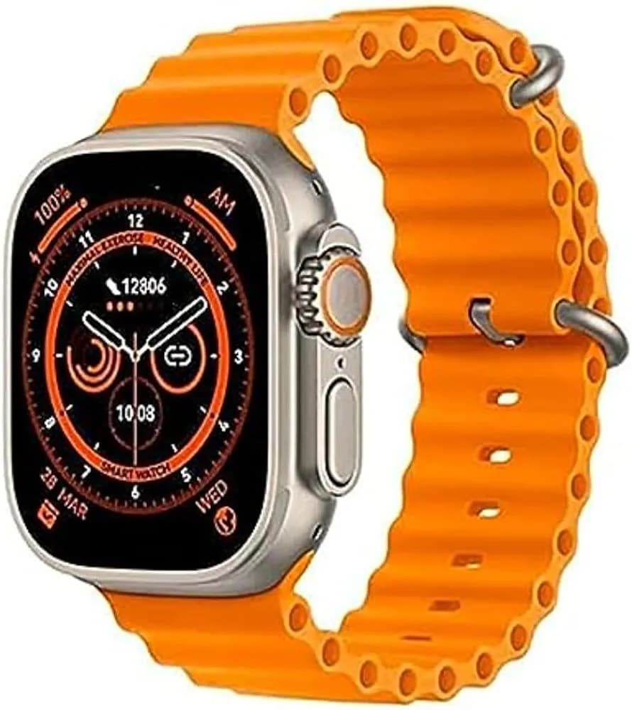 Spark Gadgets Ultra Smartwatch T 800 with Orange Silicon Straps