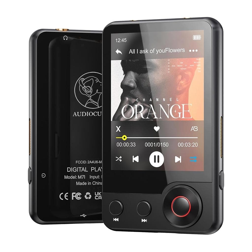 AUDIOCULAR M71 MP3 Music Player with Bluetooth 5.3, HiFi Speaker, 2.4 Touch Screen, 32GB Storage (Up to 128GB), Dual Audio Jack, Type-C Port, Video Pl...