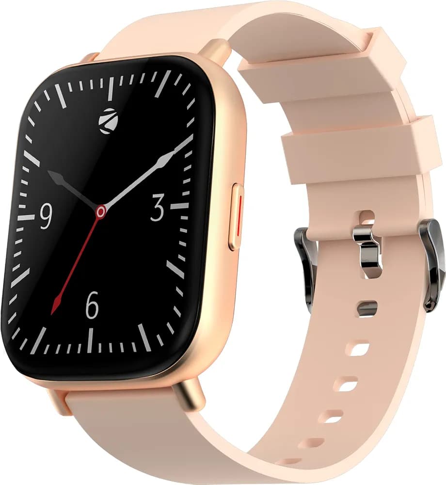 (Renewed) Zebronics Zeb-FIT5220CH Smart Fitness Watch, 2.5D Curved Glass 4.4cm Large Square Display, Metal Body, Dual Menu UI, 7-Day Data Storage, 8 Sports Mode, SpO2, BP & HR Monitor, (Gold)