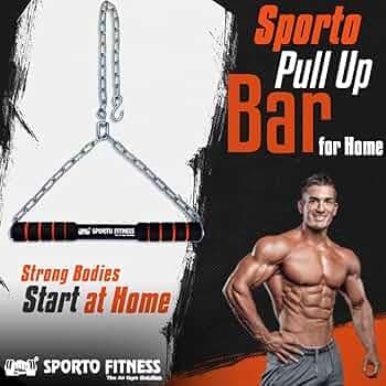 SPORTO FITNESS S-126 Height Increase Pull Up Bar for ChinUps Hanging Rod for Home/Gym Use for Men Kids Boys Adults Fitted with Heavy Duty