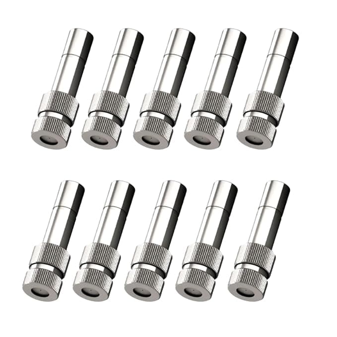 FILOX Brass Misting Nozzle (Pack of 10)  0.3mm Fine Mist Sprayer for Garden Watering, Fogger for Air Cooling, Anti-Drip High Low-Pressure Spray Nozzle...