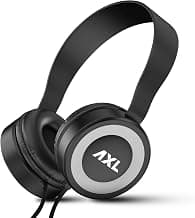 AXL AHP-01 Stereo Wired Headphones with in-Built Mic, Soft Padded Earcups and 3.5mm Aux Connectivity - Black