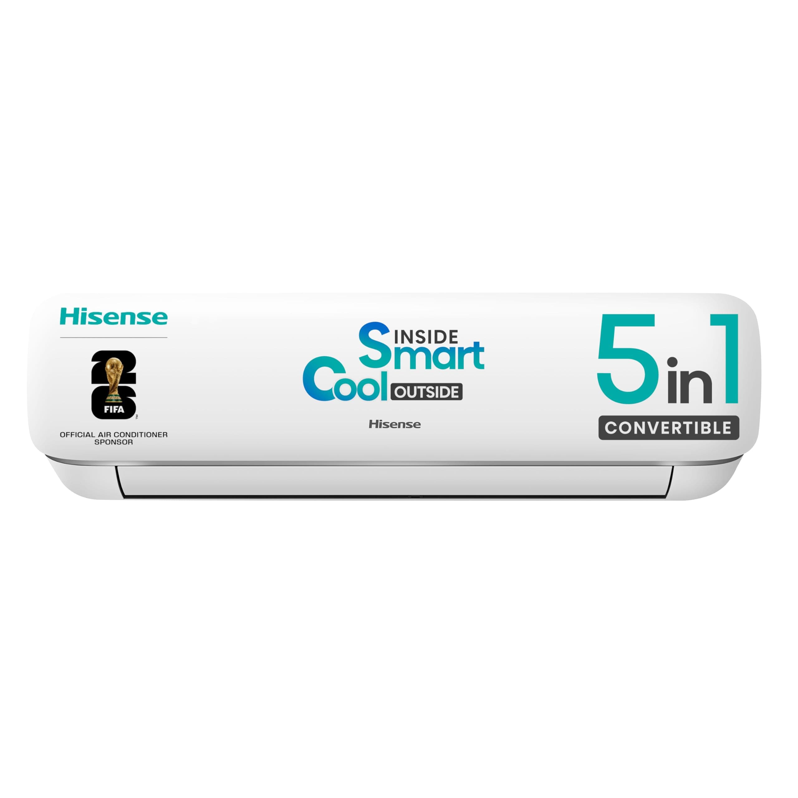 Hisense 1.5 Ton 3 star Inverter Split AC(Copper, 5-in-1 Convertible with Intelligent 4 modes, 4 Way Swing, Anti corrosion, Long Air Distance, AS-18TW4RXSKO02, White ）