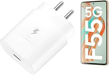 Original 25W Samsung Type -C Fast Charging Adapter Compatible with Samsung F55/F15/A15/S20 FE/S20+/S21/S21+/S21 FE/S21 Ultra/S22/S23/M14/M15/M33 5G/M3...