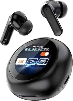 VEHOP YW13 Smart Touch Screen Display True Wireless Bluetooth Earbuds TWS | 32Db ANC | Transparency Mode | 45 Hrs Playtime | Ai-Enc Quad Mics | Find M...