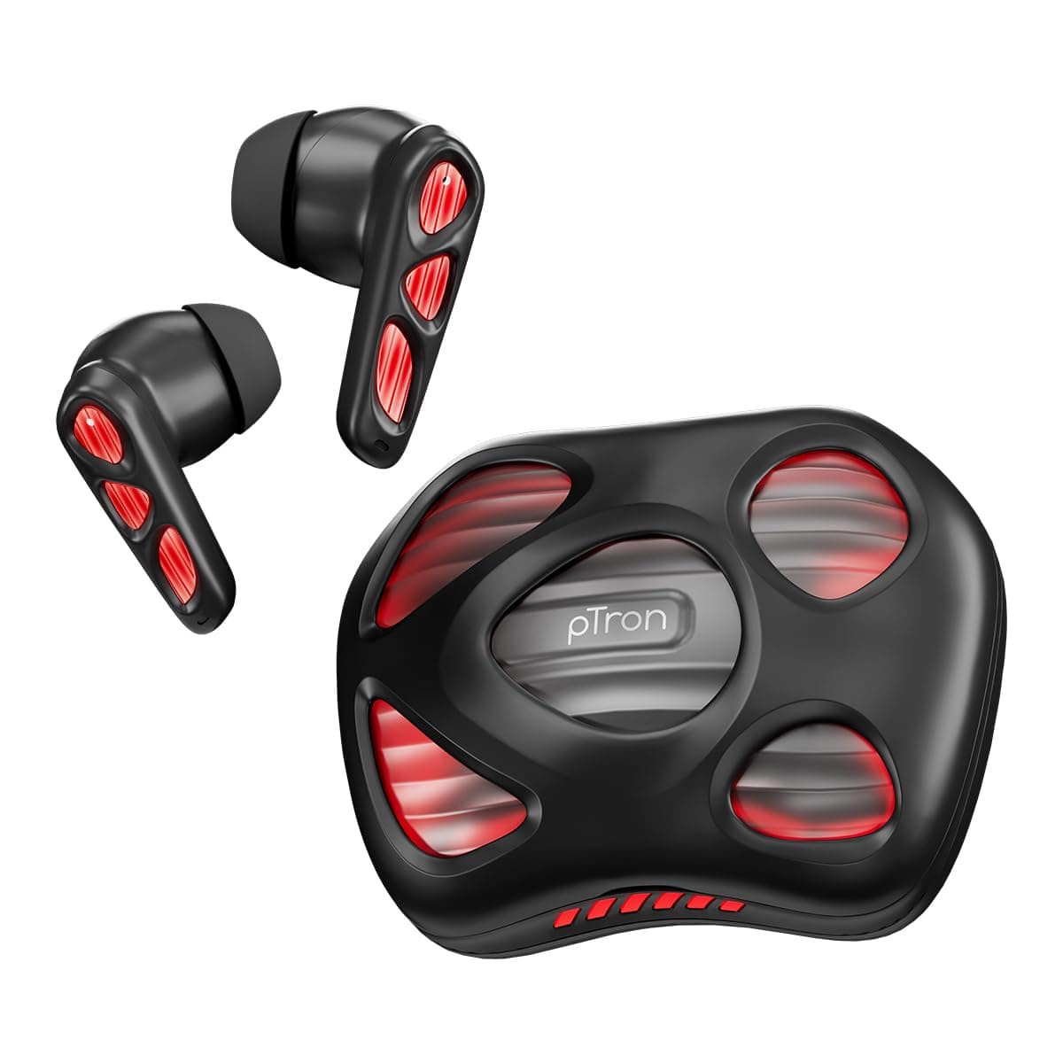 pTron Zenbuds Nova w/ 40ms Low-Latency Gaming, 55Hrs Playtime, Dual Mic & AI-ENC Calls, App Support, Pristine Sound, V5.4 Bluetooth Headphones, RGB Li...