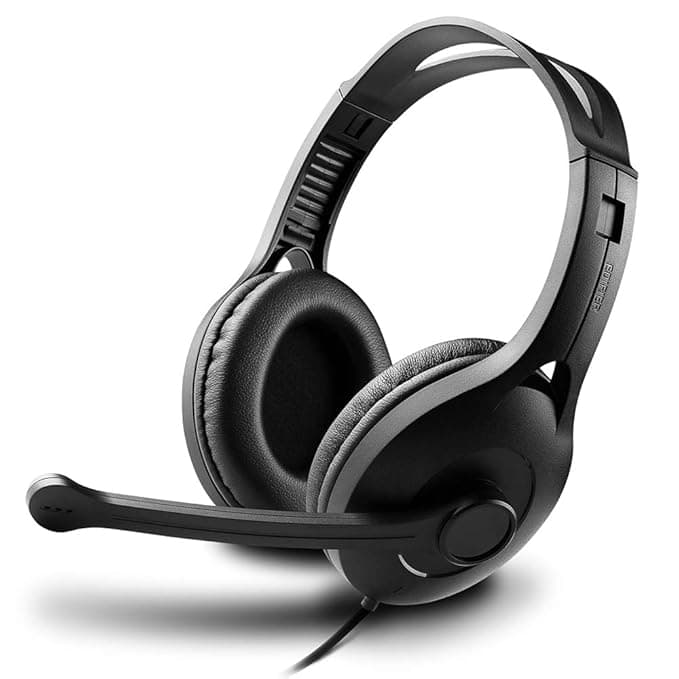EDIFIER K800 USB Plug Adjustable Headset Student Online Lessons Headphone Stereo Bass Earphone with Microphone for PC Computer Laptop - Black Over-Ear