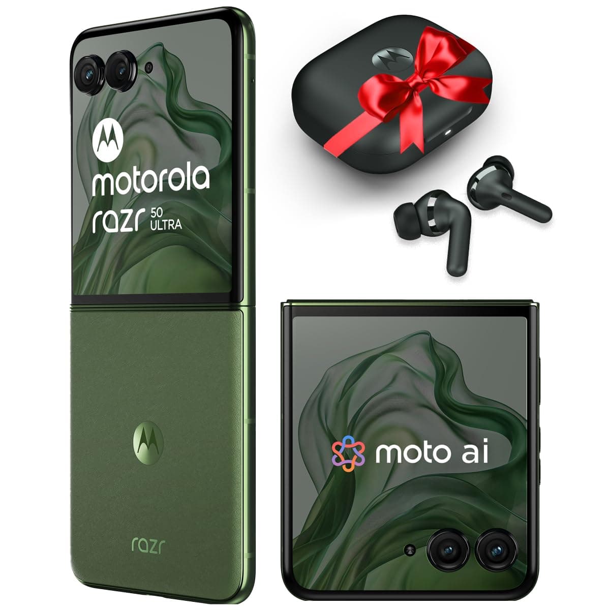 Motorola razr 50 ultra (Spring Green, 12GB RAM, 512GB Storage) | with moto buds+ | moto ai | 4.0" external AMOLED display | Snapdragon 8s Gen 3 | 6.9"...
