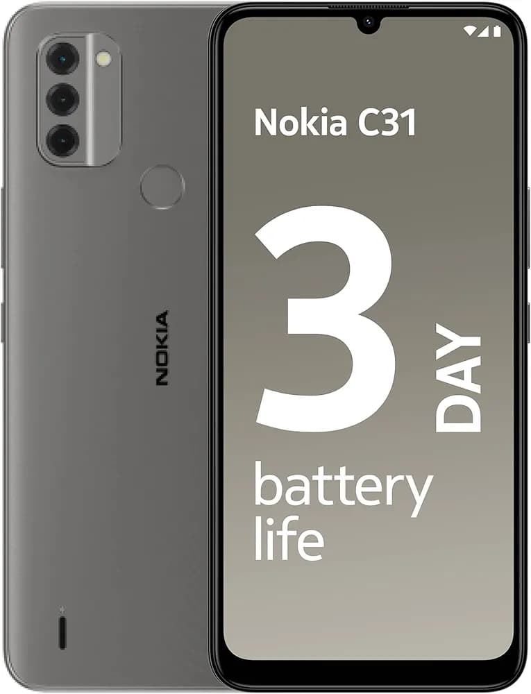 Nokia C31, 6.74” HD+ Display, 13+2+2 MP Rear & 5MP Front Google Camera, 3-Day Battery Life, Android 12 | Charcoal, 4+64GB