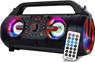 Ant Audio Rock 300 Bluetooth Party Speakers with FM Radio, Micro SD Card, USB, MIC and Aux 3.5 mm Support, Microphone for Karaoke Machine, LED Lights