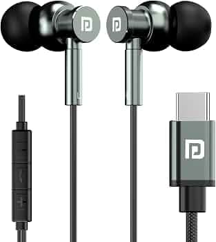 (Refurbished) Portronics Conch Tune C in Ear Type C Wired Earphones with Mic,10mm Driver, 1.2m Nylon Braided Anti Tangle Wire, in line Controls, Metal...
