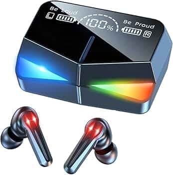 GKA M28 TWS Wireless Earphones Low Latency, M28 Gaming Earbuds with RGB Light (Pack of 1, Black)