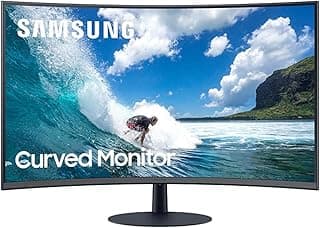 (Renewed) Samsung 27 inch (68.6 cm) Curved Bezel Less, Speakers, Fabric Textured Back Side, FHD, VA Panel with DP, HDMI, VGA, Audio in, Headphone Port