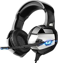 FEIYING Gaming Headset Wired Gaming Headphone with 360° Adustable Noise Canceling Microphone LED Light and Over Ear Memory Earmuff for PS4, PS5, PC
