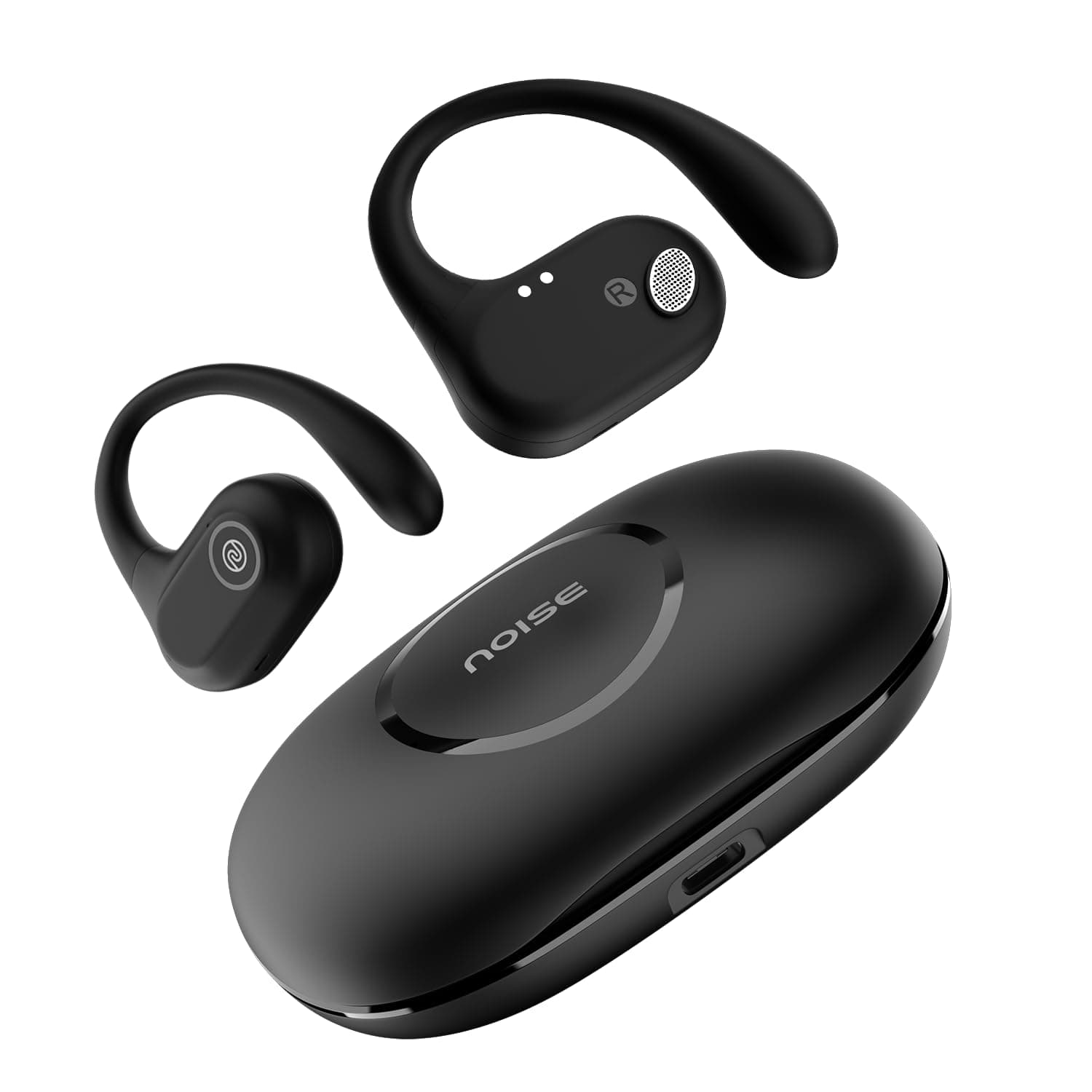 Noise Pure Pods Wireless Open Ear Earbuds with AirWave Technology,Up-to 80H Playtime,Quad Mic with ENC,16mm Neodymium Dynamic Driver,Detachable Pure B...