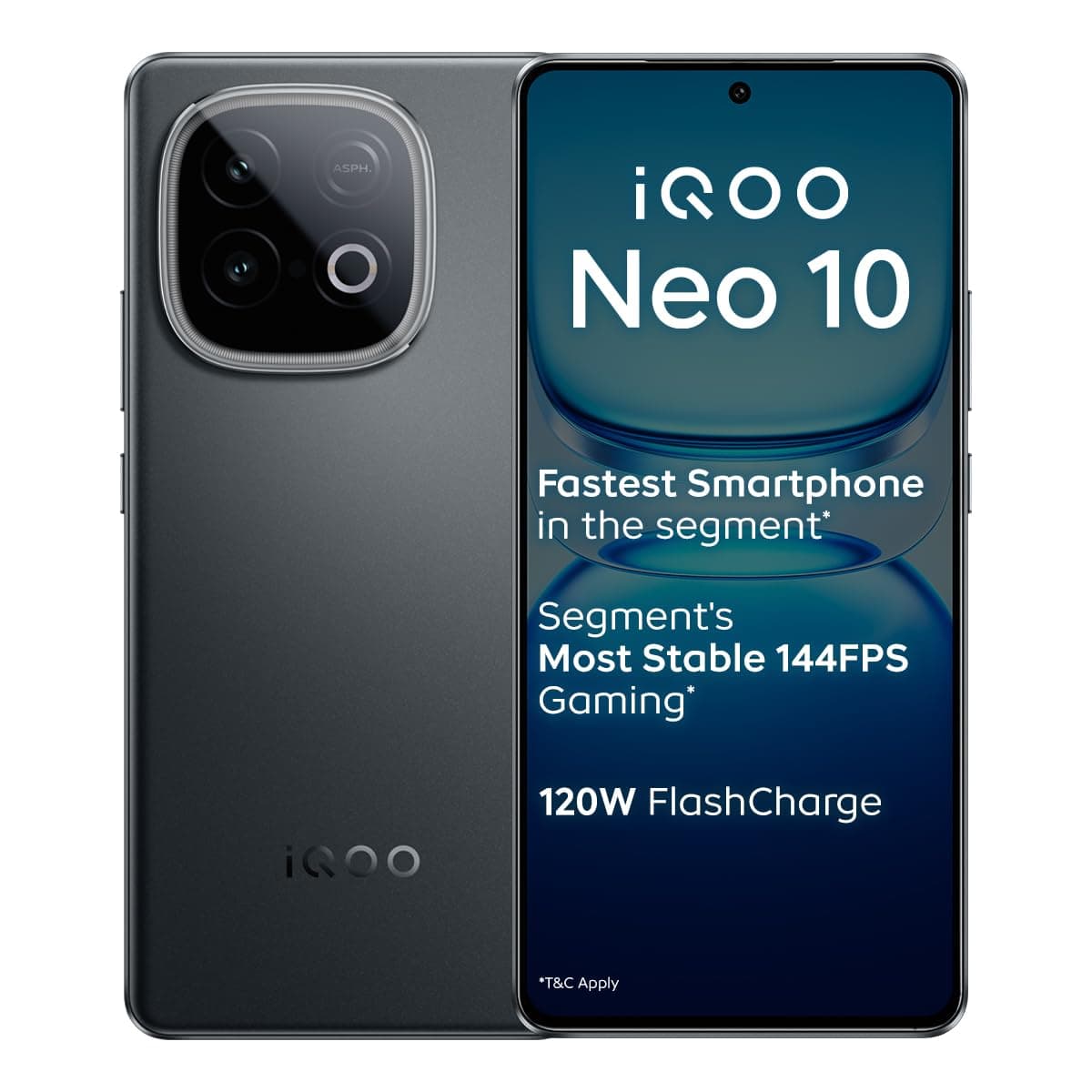 iQOO Neo 10 (Asphalt Black, 8GB RAM, 256GB Storage) | Segment's Fastest Processor* with Snapdragon 8s Gen 4 & Supercomputing chip Q1 | 120W FlashCharg...