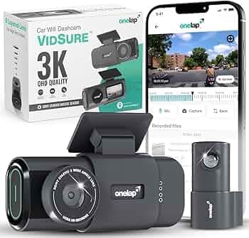 Onelap Vidsure (2025 Launch) - 3K Dashcam for Car | Real Sony Starvis 1 IMX335 | 5MP 3K UpScaled to 3840p Front | 2MP 1080p Rear FHD | HDR | 1.47" LCD...